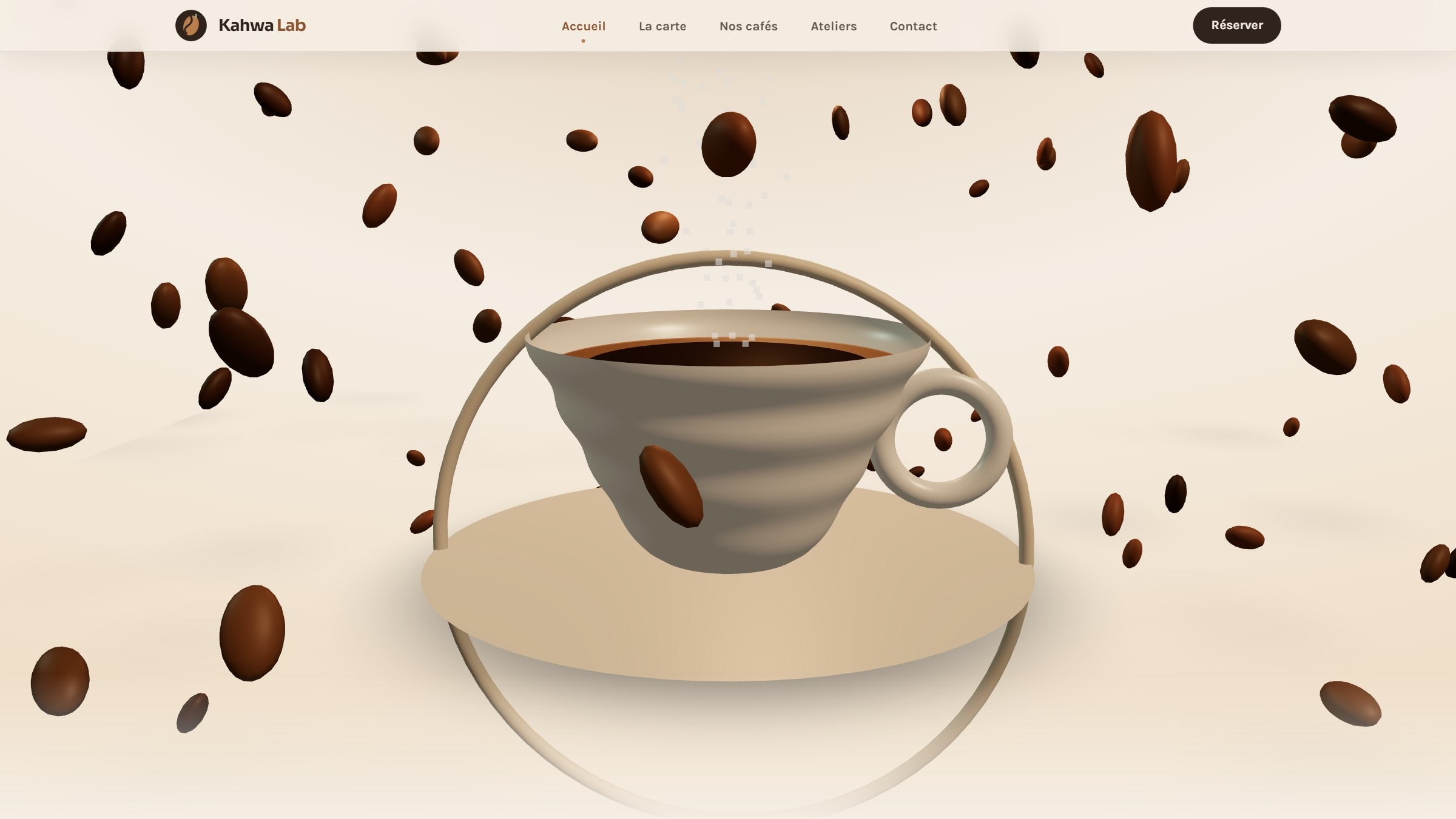 Kahwa Lab — Coffee Roastery · 3D homepage built by BreakNRoot