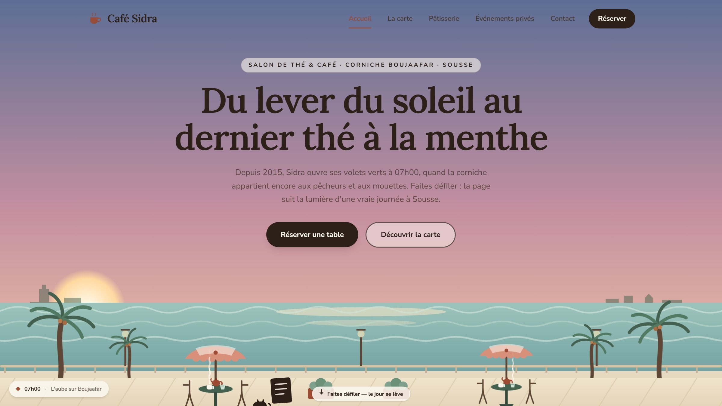 Café Sidra — Tea Salon · Scrollytelling homepage built by BreakNRoot